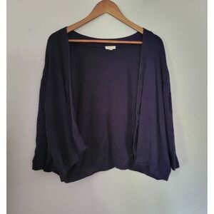 Talbots Woman Navy Blue Ruffled Open Front Shrug Cardigan Sweater Size 3X